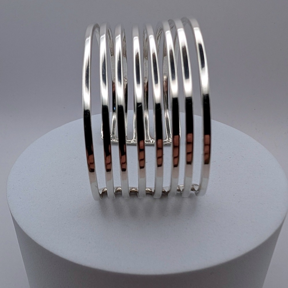 Vtg Mexico Sterling Silver 925 Multi Strand Cage Cuff Bracelet Taxco TA-155 48g